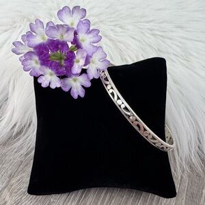 💗 BRIGHTON Contempo Slim Bangle Bracelet Stacking Scrolled Silver Plate